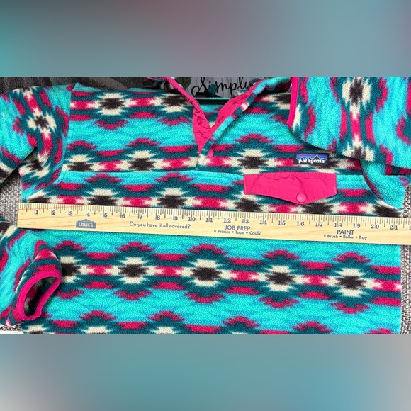 Women’s Lg Patagonia Multicolor Geometric Fleece Pullover - Picture 4 of 6